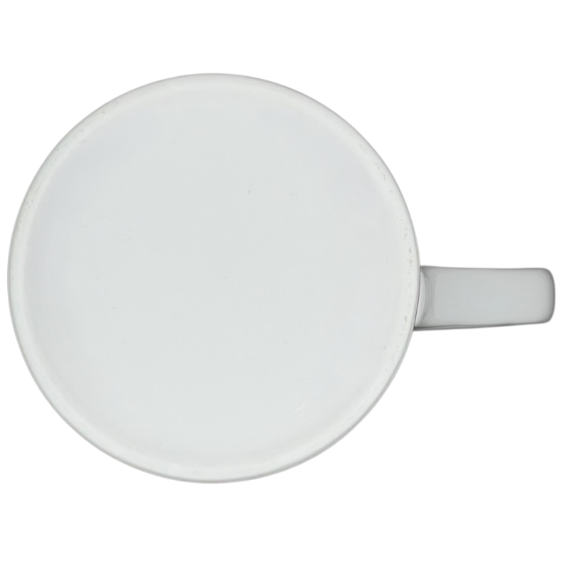 Top view of Addressing The Ball Golf Erika Oller Mug with a plain white design