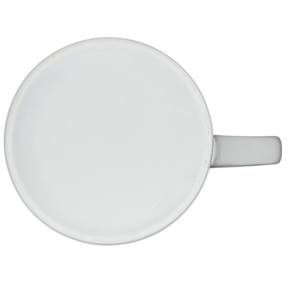 Top view of Addressing The Ball Golf Erika Oller Mug with a plain white design