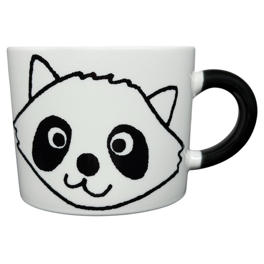 Cute Raccoon Mug Aiwa featuring a playful raccoon face design on a white ceramic mug