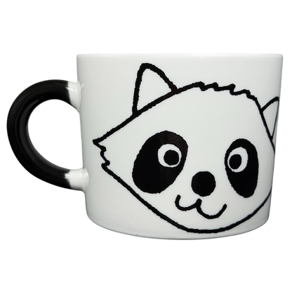 Adorable Raccoon Mug Aiwa with a playful raccoon face design and black handle