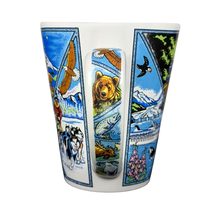 Alaska 49th State Wildlife Scenic mug featuring colorful wildlife and landscapes of Alaska