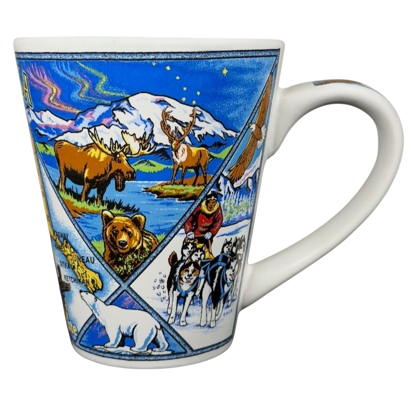 Alaska 49th State Wildlife Scenic mug featuring animals and landscapes of Alaska