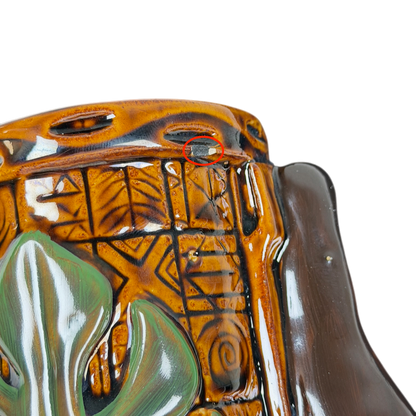 Detailed view of Alua Wahines Tiki Mug Mark Swanson Tiki Farm showcasing intricate designs and textures