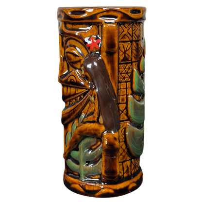 Alua Wahines Tiki Mug Mark Swanson Tiki Farm with detailed carvings and vibrant colors