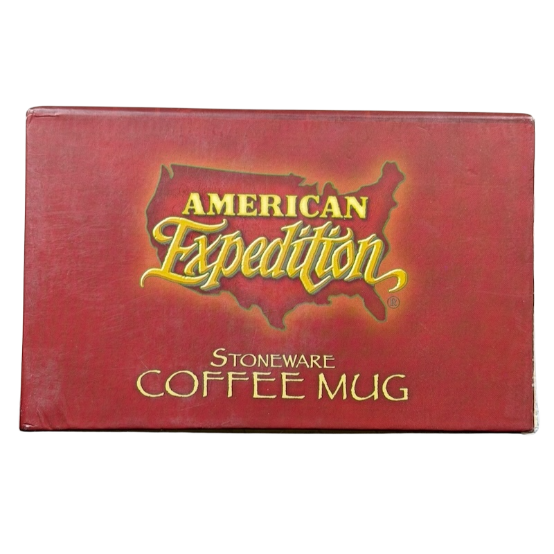 American Expedition Black Bear vintage mug in a red box with branded packaging design