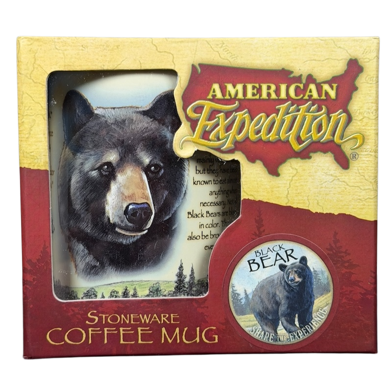American Expedition Black Bear vintage mug featuring a bear design with a stoneware finish