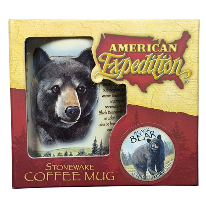 American Expedition Black Bear vintage mug featuring a bear design with a stoneware finish