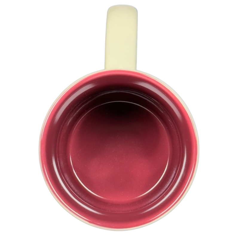 Inside view of American Expedition Whitetail Deer Mug with a smooth burgundy finish