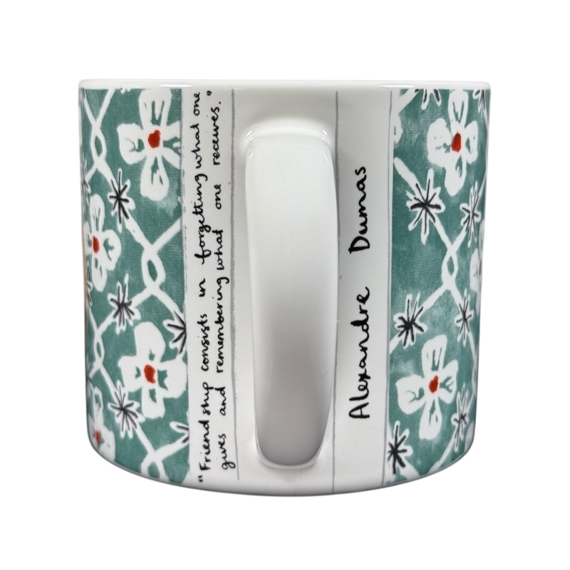 Anthropologie Alexandre Dumas G monogram initial mug white ceramic green floral pattern with handwritten name