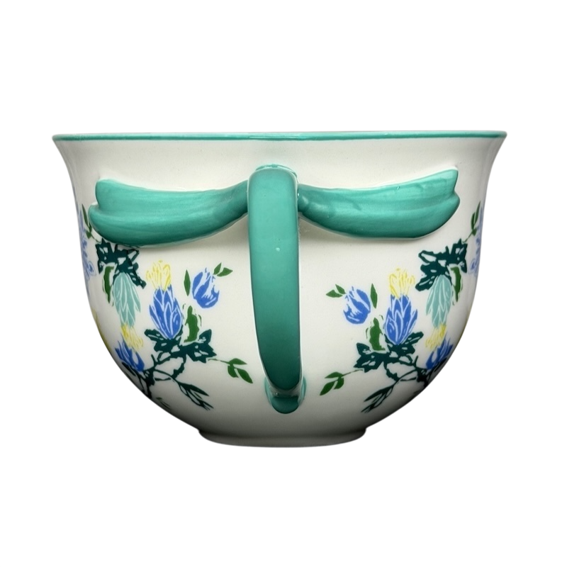 Arboretum Floral Teal Dragonfly Handle Mug Anthropologie featuring vibrant floral designs and unique teal handle