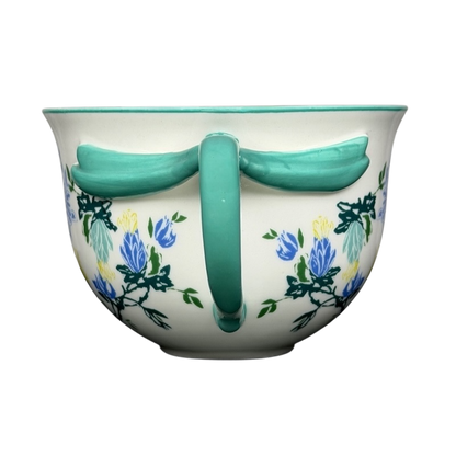Arboretum Floral Teal Dragonfly Handle Mug Anthropologie featuring vibrant floral designs and unique teal handle