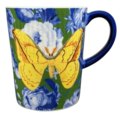 Athalia Butterfly Floral Mug Anthropologie featuring a vibrant yellow butterfly over floral design