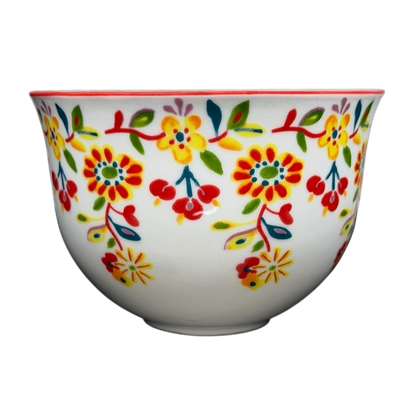Cadiz Floral Mug Anthropologie featuring vibrant floral patterns on a white ceramic base