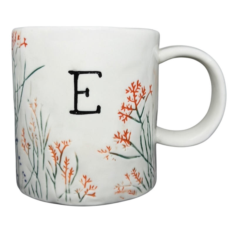 Anthropologie Dagny E Monogram Initial Mug - Hand Painted 
