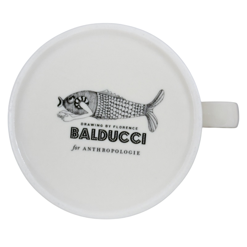 Florence Balducci Koala Bear Monogram Initial Mug Anthropologie with unique fish design on the bottom