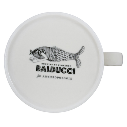 Florence Balducci Koala Bear Monogram Initial Mug Anthropologie with unique fish design on the bottom