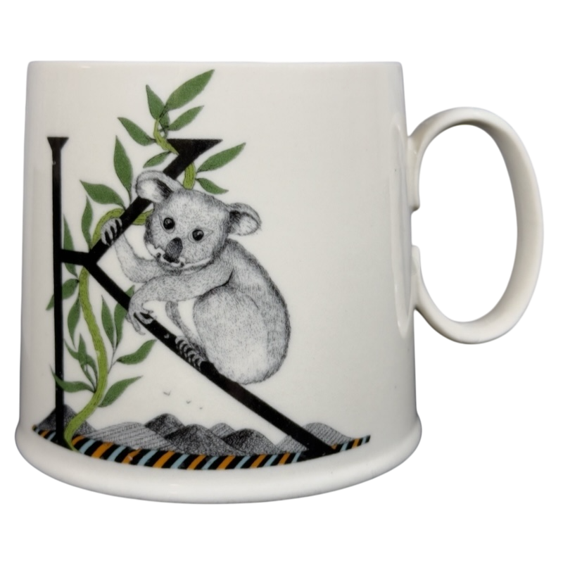 Florence Balducci Koala Bear Monogram Initial Mug Anthropologie featuring a cute koala and leafy design