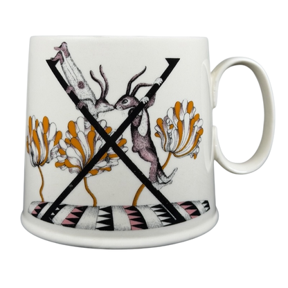 Florence Balducci Xerus Hare Monogram Initial Mug Anthropologie featuring a playful hare design on a ceramic mug