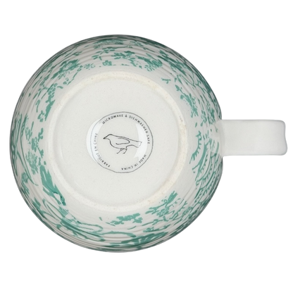 Bottom view of Homegrown Monogram Initial Mug Anthropologie showcasing intricate floral design