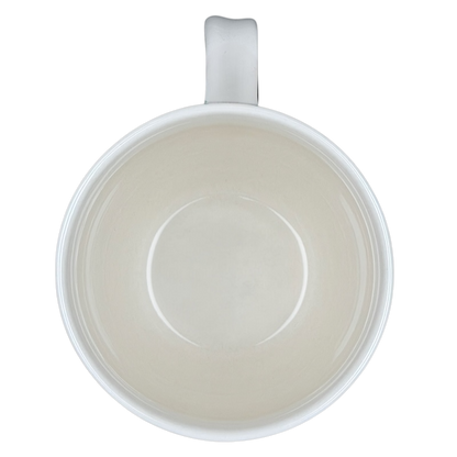 Inside view of the Homegrown Monogram Initial Mug Anthropologie showcasing its smooth, white ceramic finish