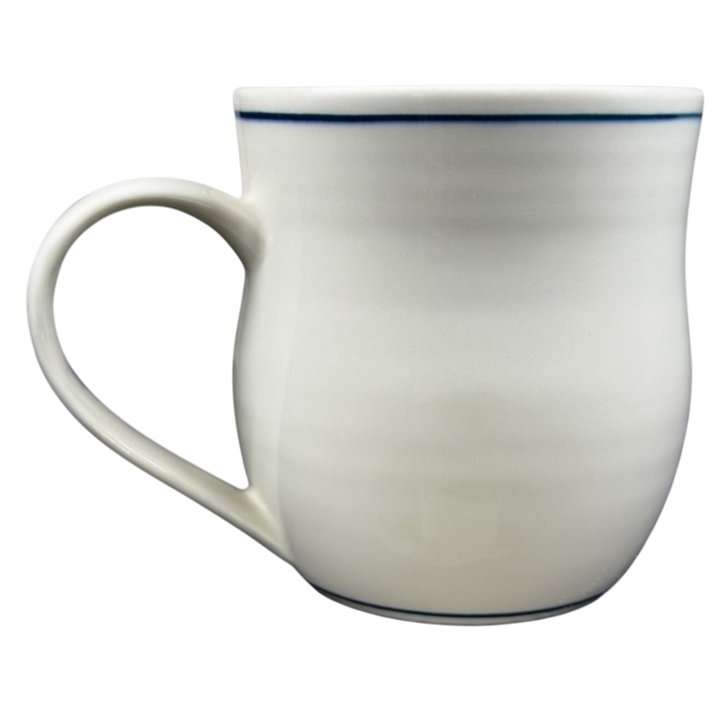 Anthropologie Molly Hatch llama collectible mug with a minimalist design and blue stripe detail