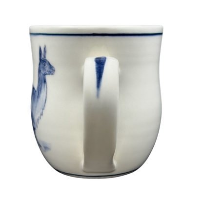Anthropologie Molly Hatch llama collectible mug featuring a charming llama design in blue