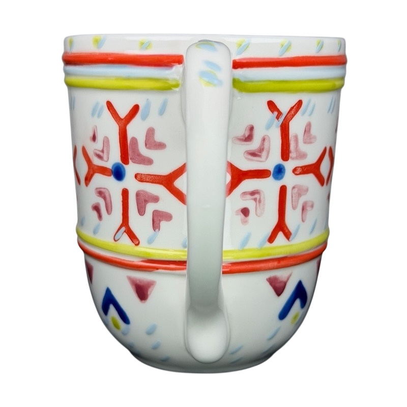 Orkney Northern Snowflakes Mug Anthropologie with colorful snowflake design and sturdy handle