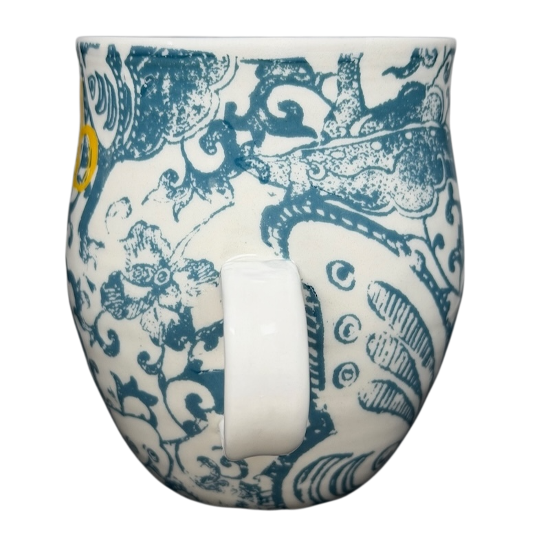 Vintage Anthropologie Homegrown B Mug with Blue Floral Design and Unique Handle