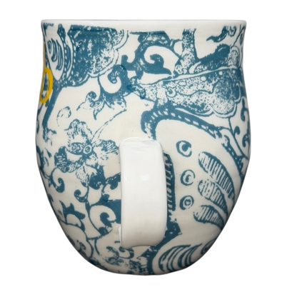 Vintage Anthropologie Homegrown B Mug with Blue Floral Design and Unique Handle