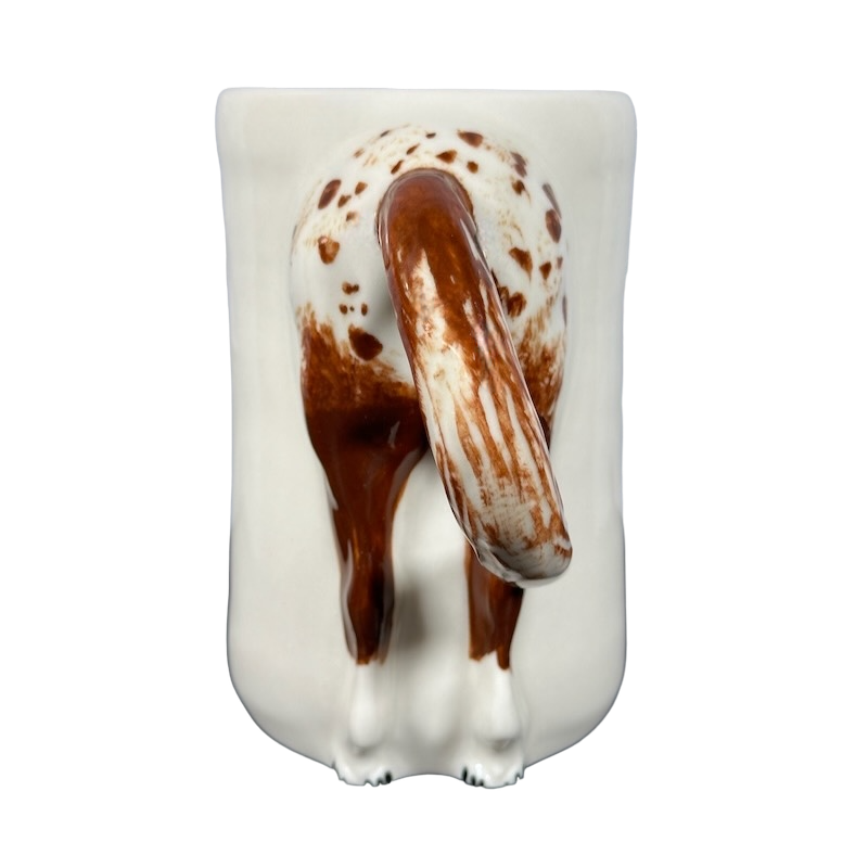 Appaloosa horse 3D tail mug with detailed horse rear design for unique drinkware