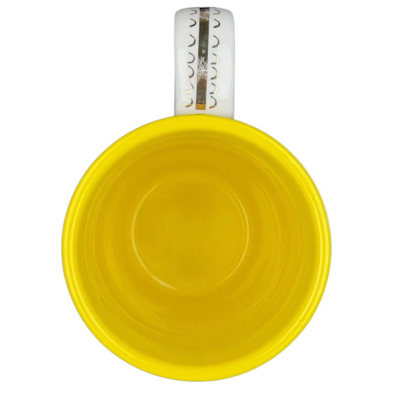 AQUARIUS Danielle Kroll Astrology Mug Anthropologie in bright yellow with unique handle design