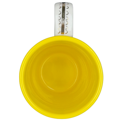 AQUARIUS Danielle Kroll Astrology Mug Anthropologie in bright yellow with unique handle design