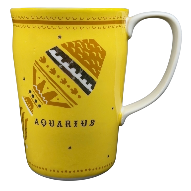 AQUARIUS Danielle Kroll Astrology Mug Anthropologie in bright yellow with unique zodiac design