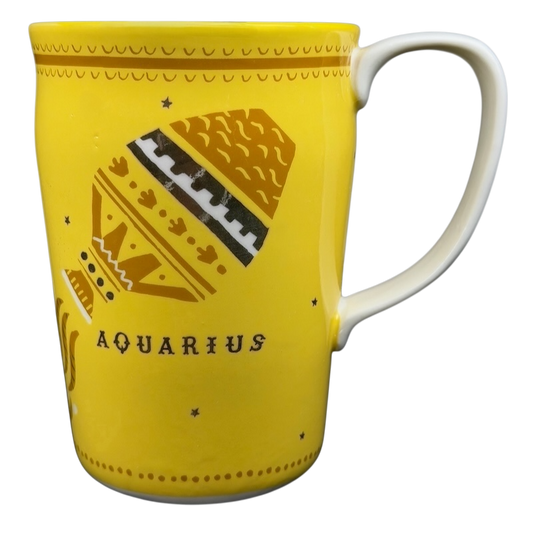 AQUARIUS Danielle Kroll Astrology Mug Anthropologie in bright yellow with unique zodiac design