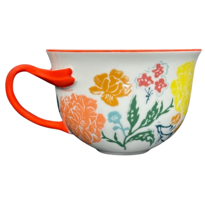 Arboretum Floral Orange Dragonfly Handle Mug Anthropologie featuring colorful floral design and unique handle