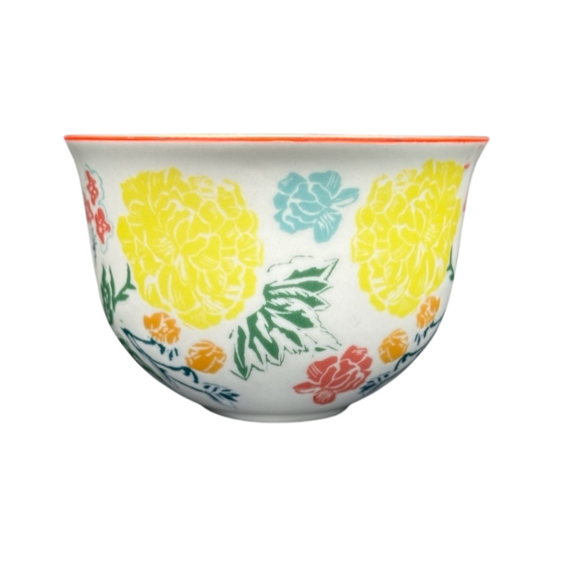 Arboretum Floral Orange Dragonfly Handle Mug Anthropologie with colorful floral design