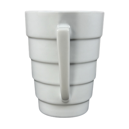 Frank Lloyd Wright vintage Guggenheim mug white ceramic tiered ringed design with straight handle by Krups