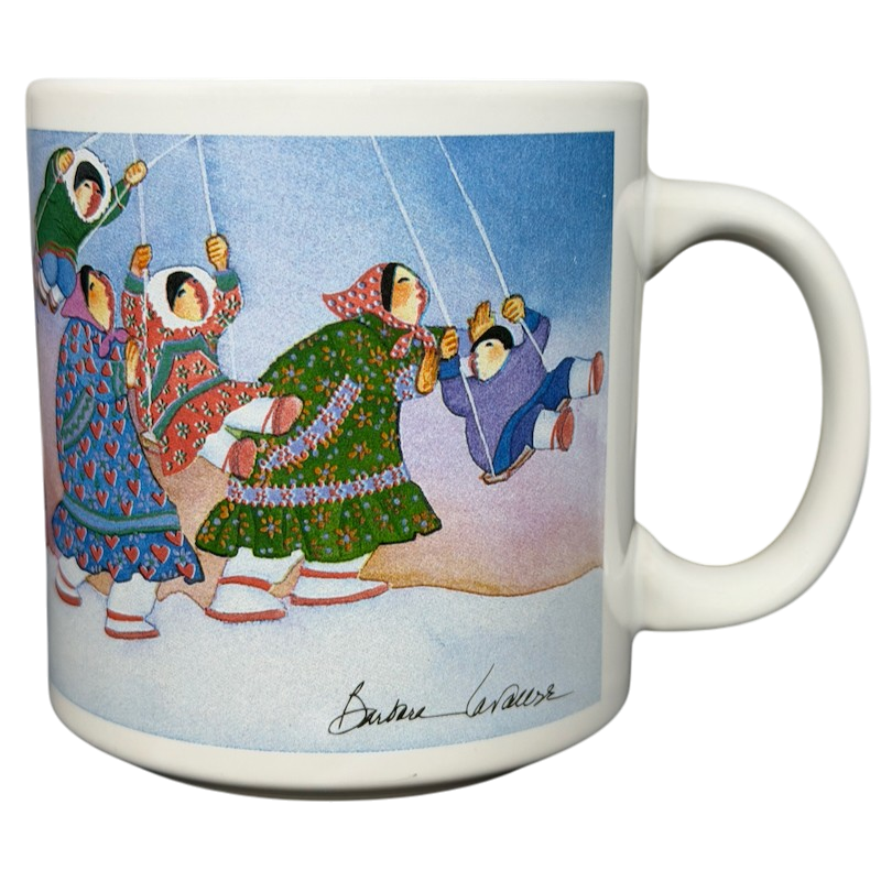 Inuit Children Swinging Barbara Lavallee Mug from Arctic Circle Enterprises featuring colorful illustrations