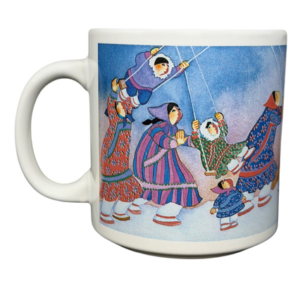 Inuit Children Swinging Barbara Lavallee Mug Arctic Circle Enterprises featuring colorful traditional clothing