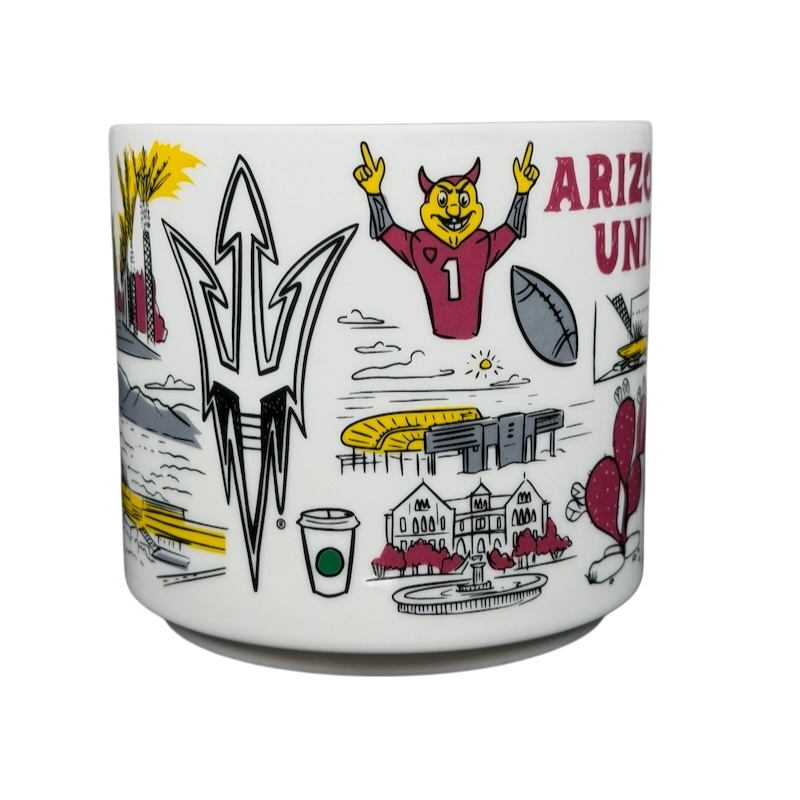 Arizona State University Starbucks mug featuring iconic ASU designs and vibrant illustrations