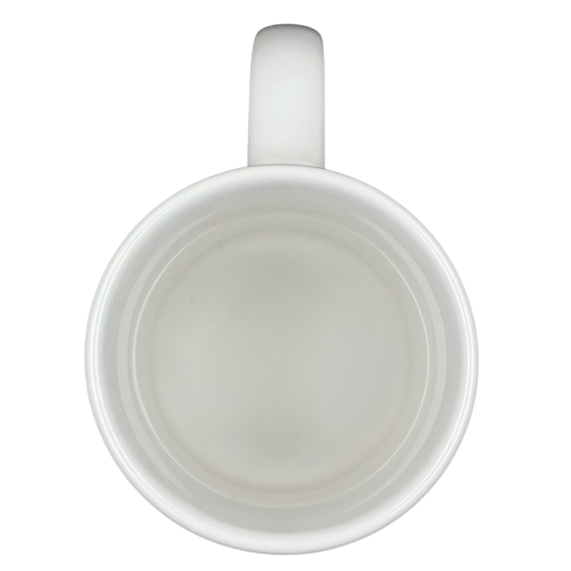 Top view of the Bad Ass Coffee Company Maui Mug, featuring a smooth white ceramic finish