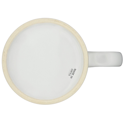 Bottom view of Bad Ass Coffee Company Salt Lake City mug with a smooth white finish