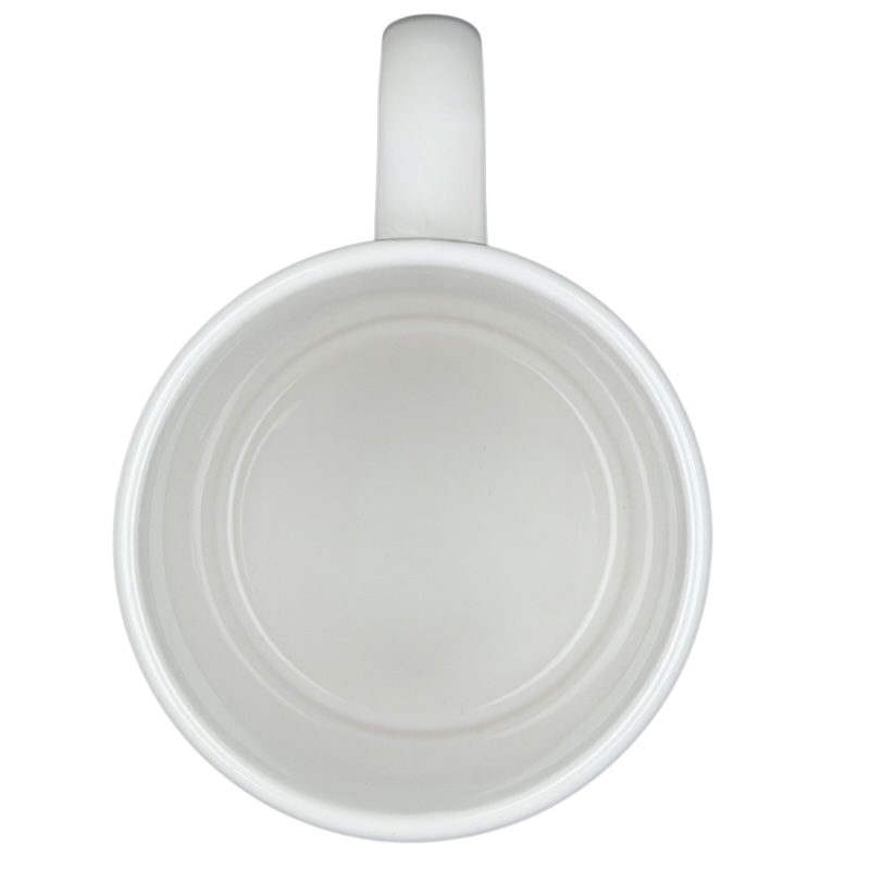 Plain white interior of a Bad Ass Coffee Company Salt Lake City mug showing its simple design