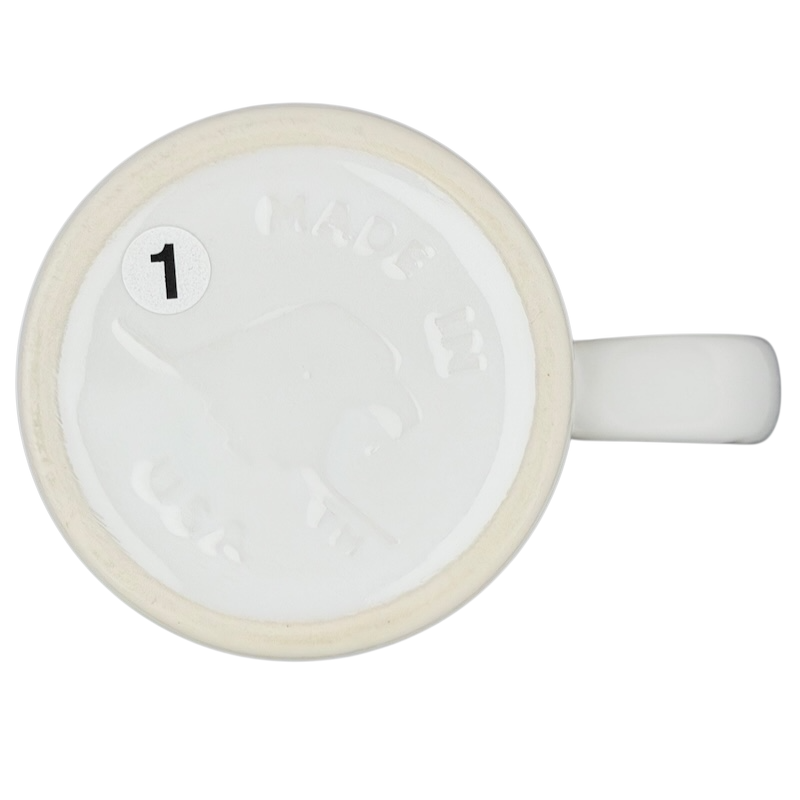 Bottom view of a vintage mug with number one and Made in USA, featuring Barack Obama birth certificate vintage mug