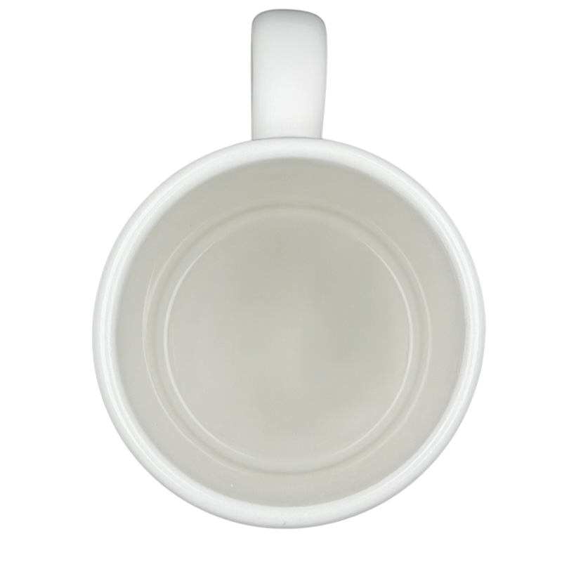 Empty interior of a white vintage mug designed for Barack Obama birth certificate vintage mug