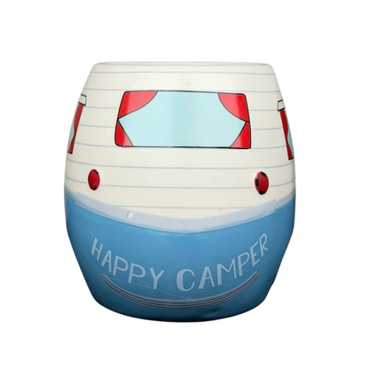 Happy Camper blue RV Bass Pro Shops mug with playful camper design for outdoor enthusiasts