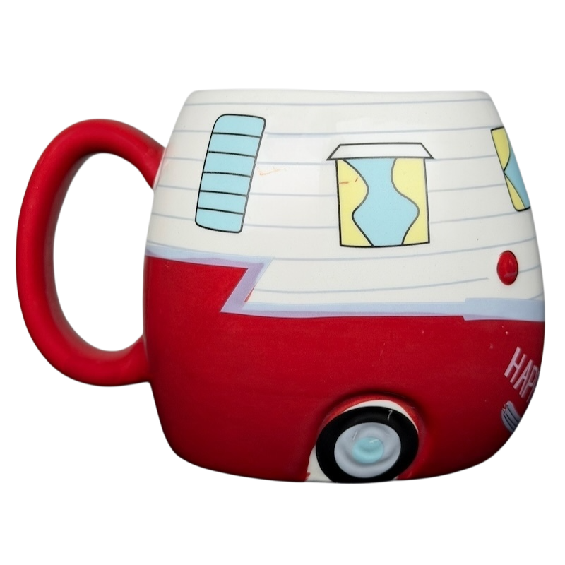 Happy Camper red RV Bass Pro Shops mug with a playful retro design and vibrant colors