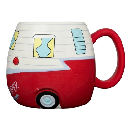 Happy Camper red RV Bass Pro Shops mug featuring a vibrant design and unique shape