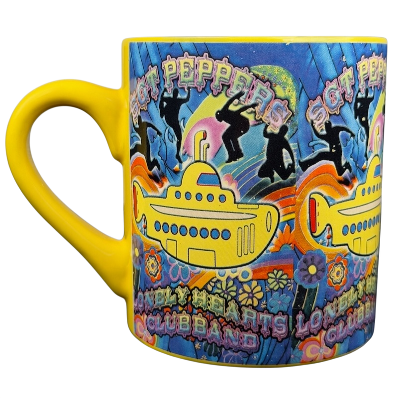 Beatles Yellow Submarine Mug Silver Buffalo featuring vibrant Sgt. Pepper's design and colorful illustrations