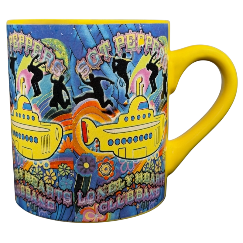 Beatles Yellow Submarine Mug Silver Buffalo featuring vibrant Sgt. Pepper's design for collectors